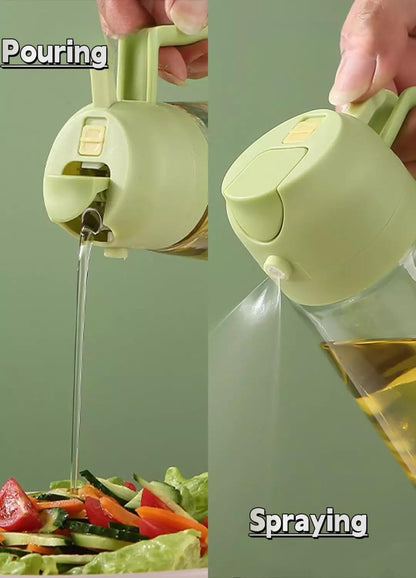 Oil Dispenser Bottle for Kitchen - 2 in 1 Oil Dispenser and Oil Sprayer for Cooking, Air Fryer, Salad, 500ml Olive Oil Sprayer