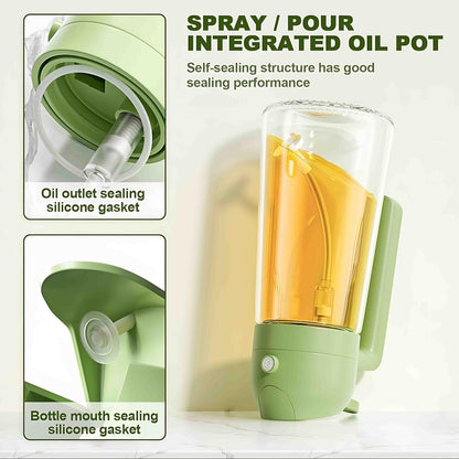 Oil Dispenser Bottle for Kitchen - 2 in 1 Oil Dispenser and Oil Sprayer for Cooking, Air Fryer, Salad, 500ml Olive Oil Sprayer