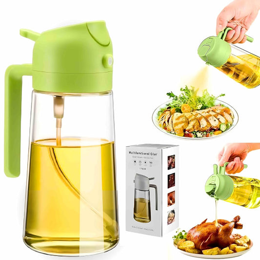 Oil Dispenser Bottle for Kitchen - 2 in 1 Oil Dispenser and Oil Sprayer for Cooking, Air Fryer, Salad, 500ml Olive Oil Sprayer