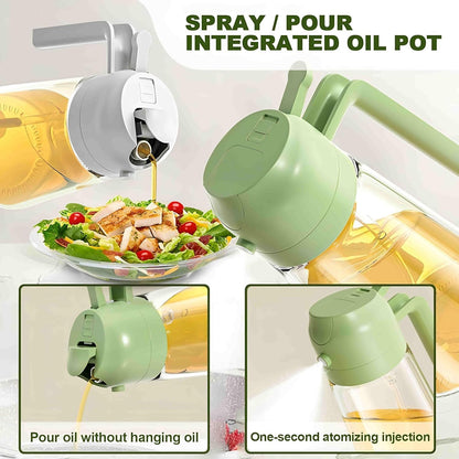 Oil Dispenser Bottle for Kitchen - 2 in 1 Oil Dispenser and Oil Sprayer for Cooking, Air Fryer, Salad, 500ml Olive Oil Sprayer